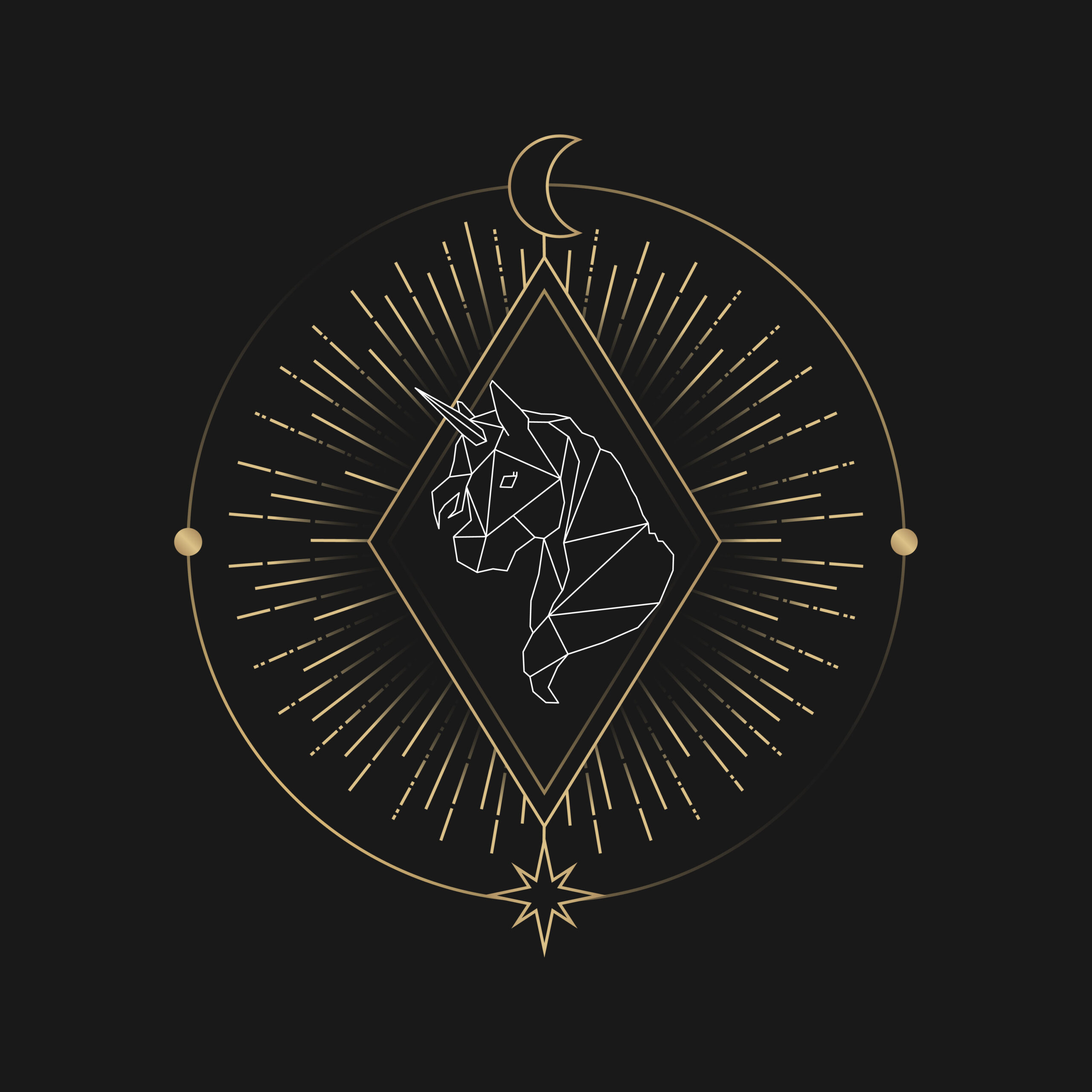 Geometric unicorn mystic symbol vector